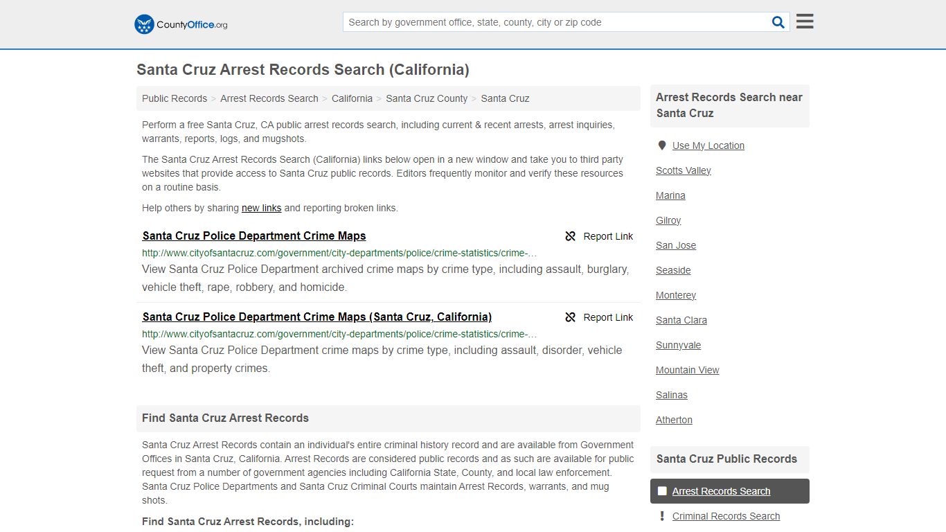 Arrest Records Search - Santa Cruz, CA (Arrests & Mugshots) - County Office